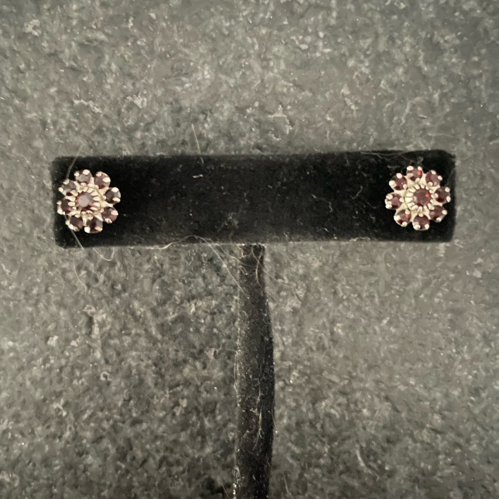 Swarovski Garnet Crystal Flower Earrings
